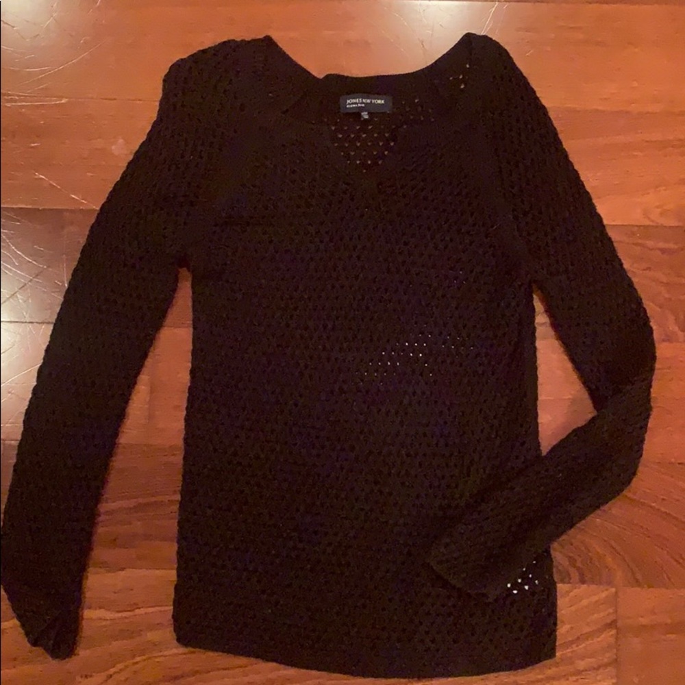 jones new york holed black sweater